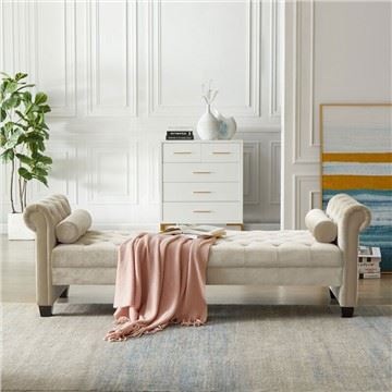 Bench Velvet Rolled Arm Sufan Bed
