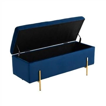 Ħażna Ottoman Blue Velvet Drapp Cover