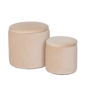 Ħażna Ottoman Round Velvet Stool, Berquq
